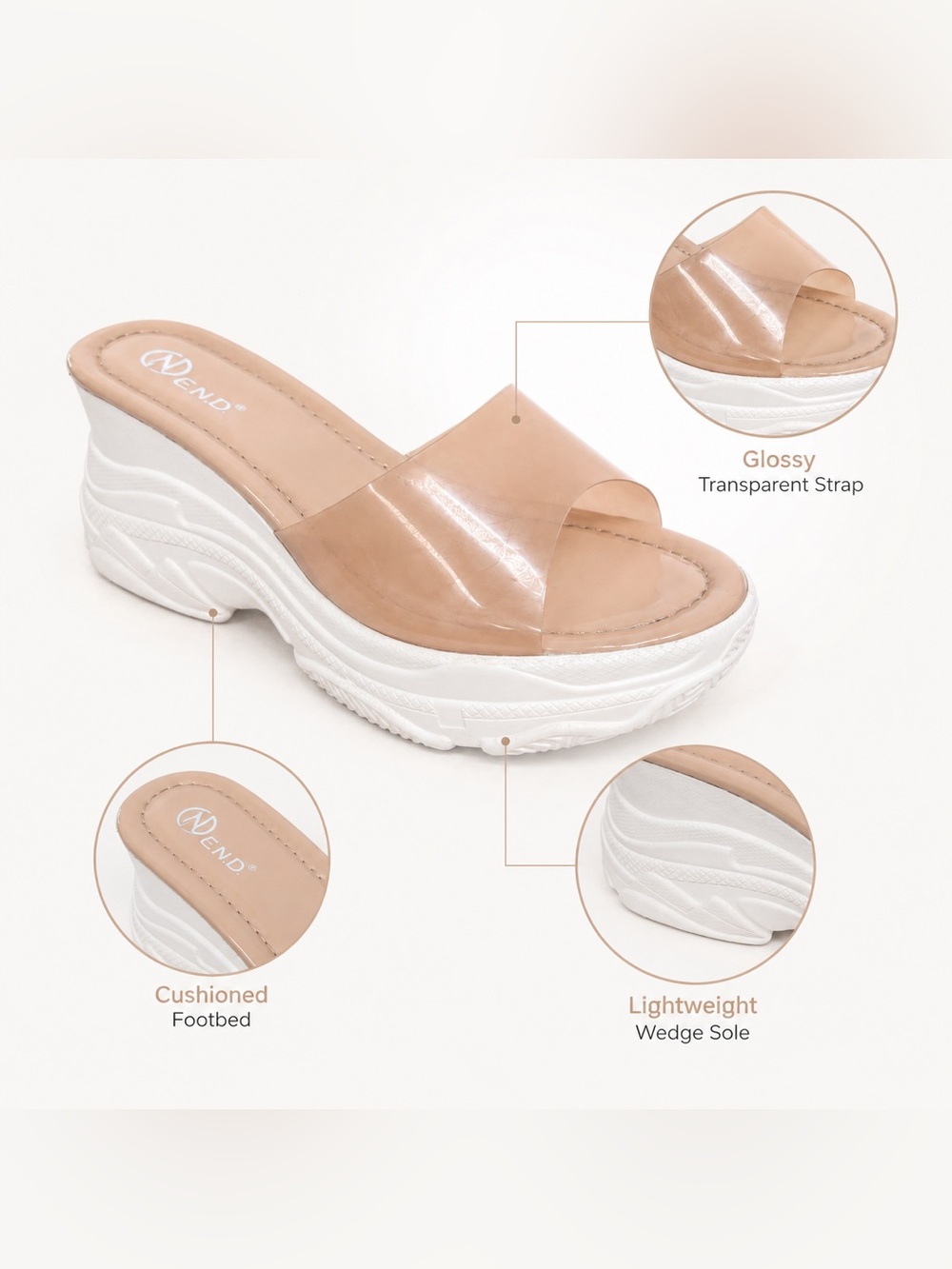 Patent Slide Wedge in Nude - Picture 5 of 6